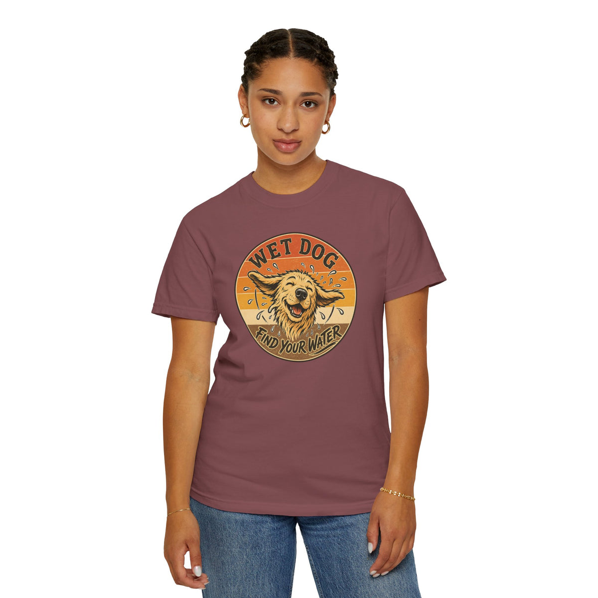 Wet Dog Find Your Water T-shirt | Retro Golden Retriever Graphic