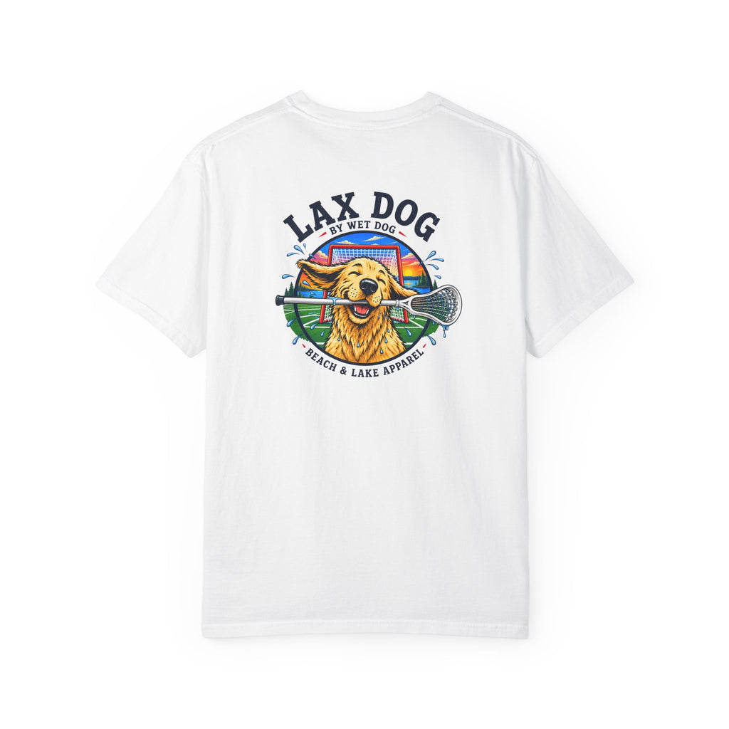 Lax Dog Unisex T-Shirt — Wet Dog Lax Lacrosse Beach Graphic Tee