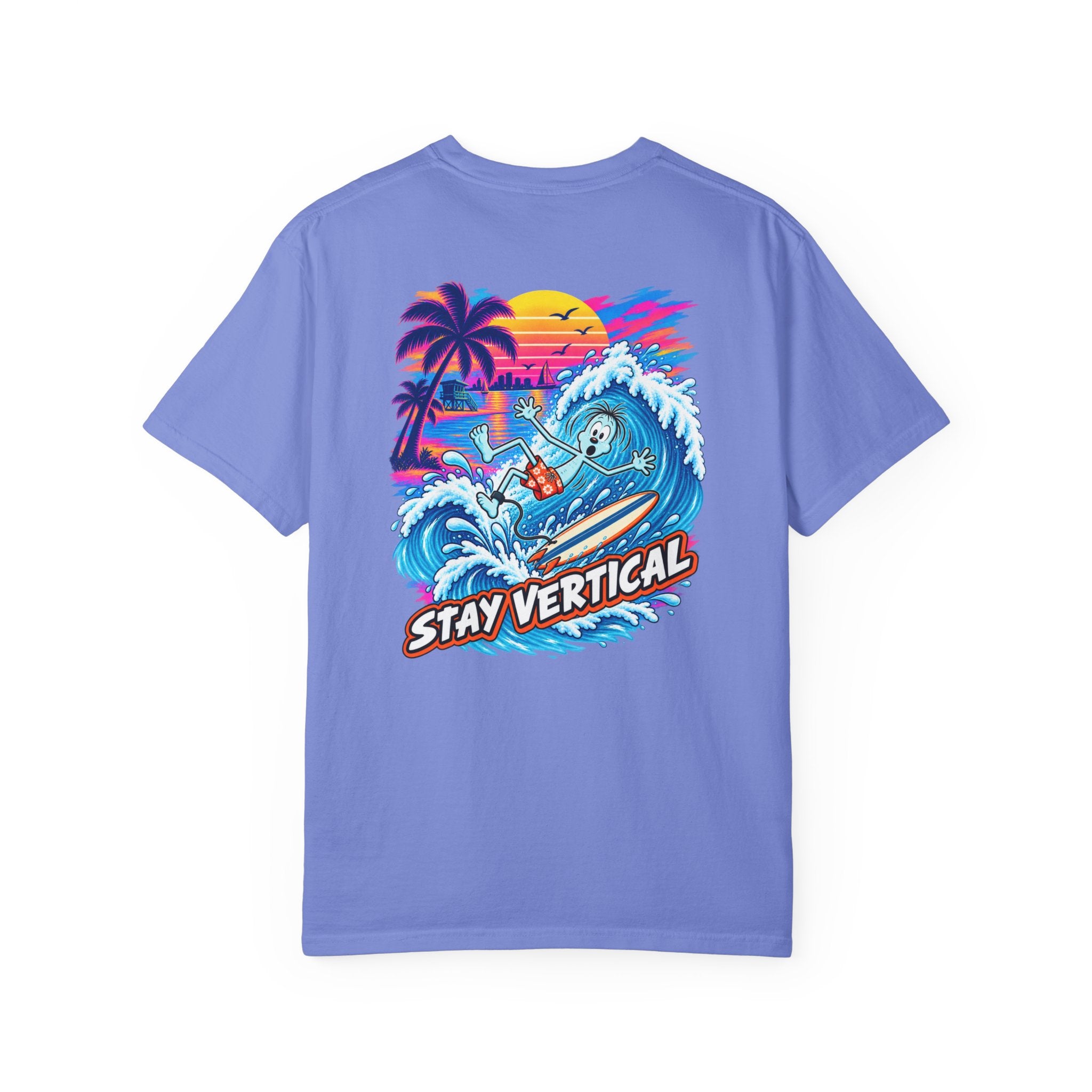 Stay Vertical Surfing Shirt | Surf Wave Sunset T-Shirt
