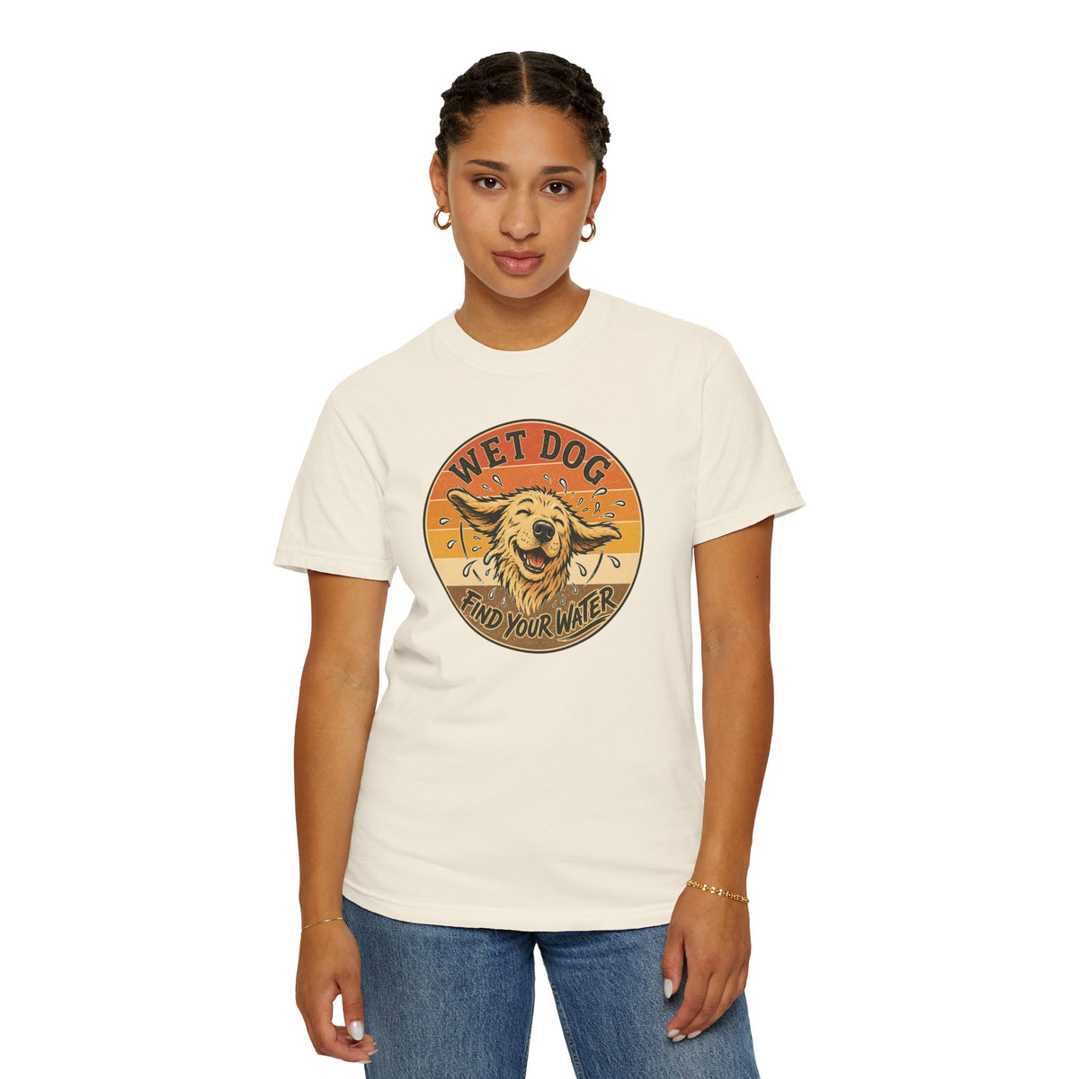 Wet Dog Find Your Water T-shirt | Retro Golden Retriever Graphic