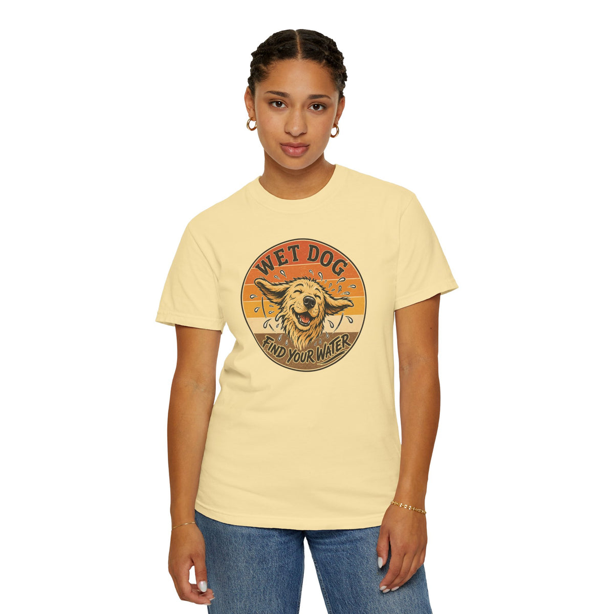 Wet Dog Find Your Water T-shirt | Retro Golden Retriever Graphic