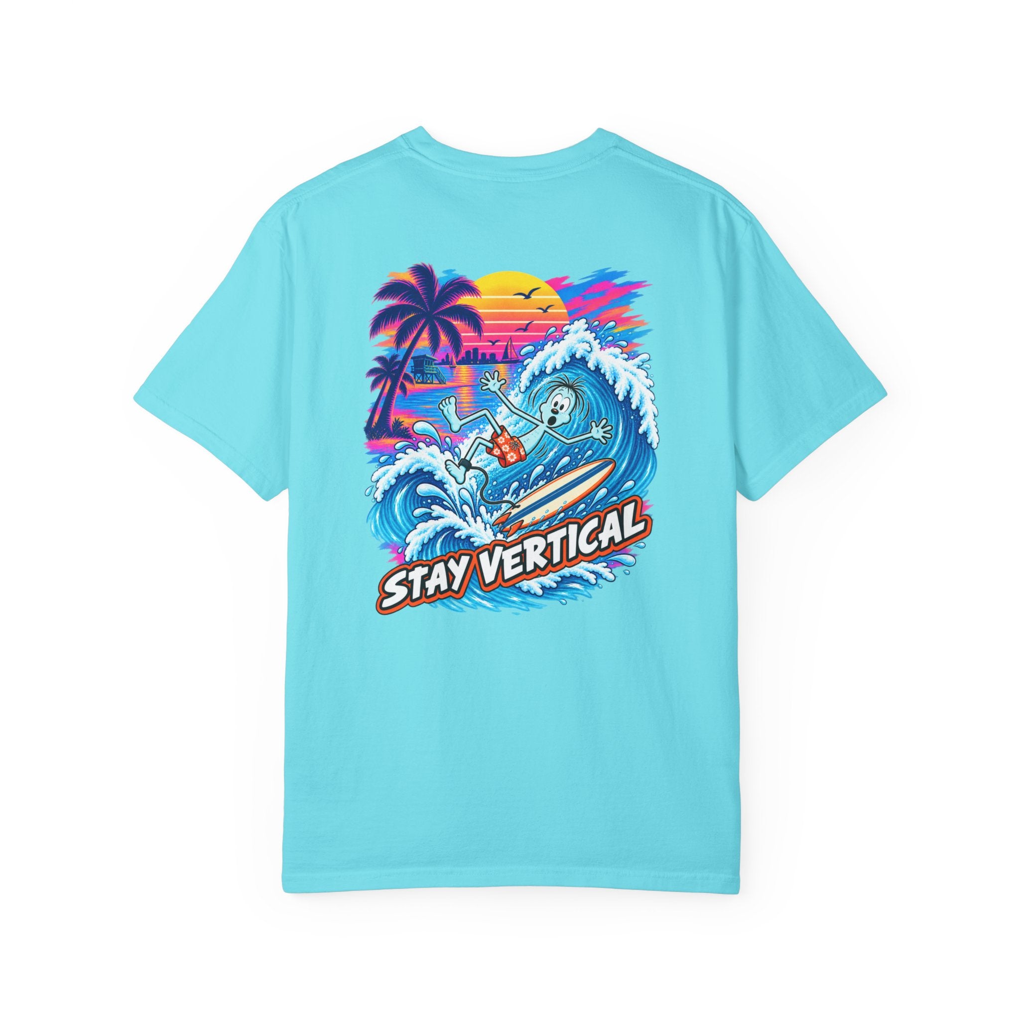 Stay Vertical Surfing Shirt | Surf Wave Sunset T-Shirt