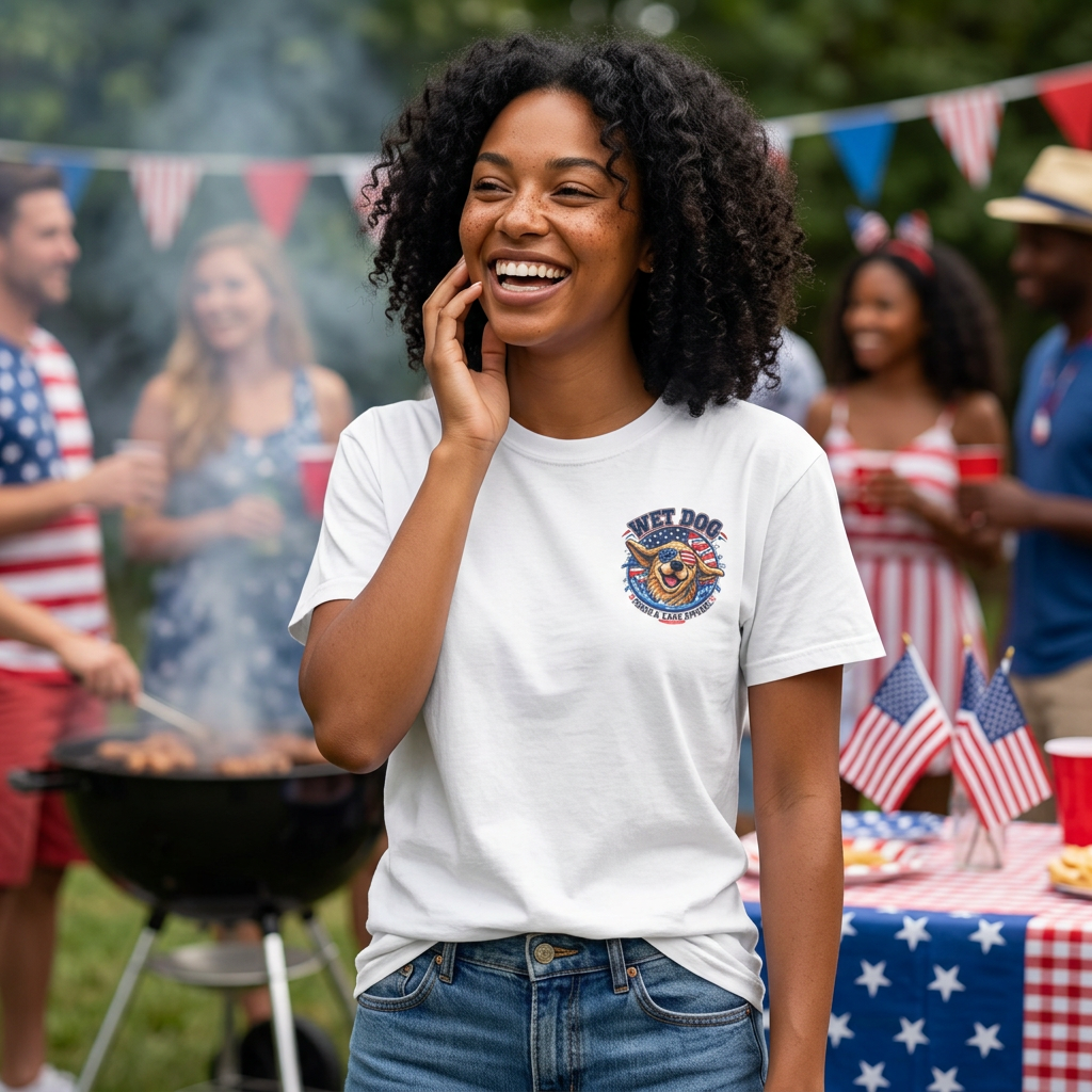 Patriotic Wet Dog T-shirt | Beach & Lake Apparel