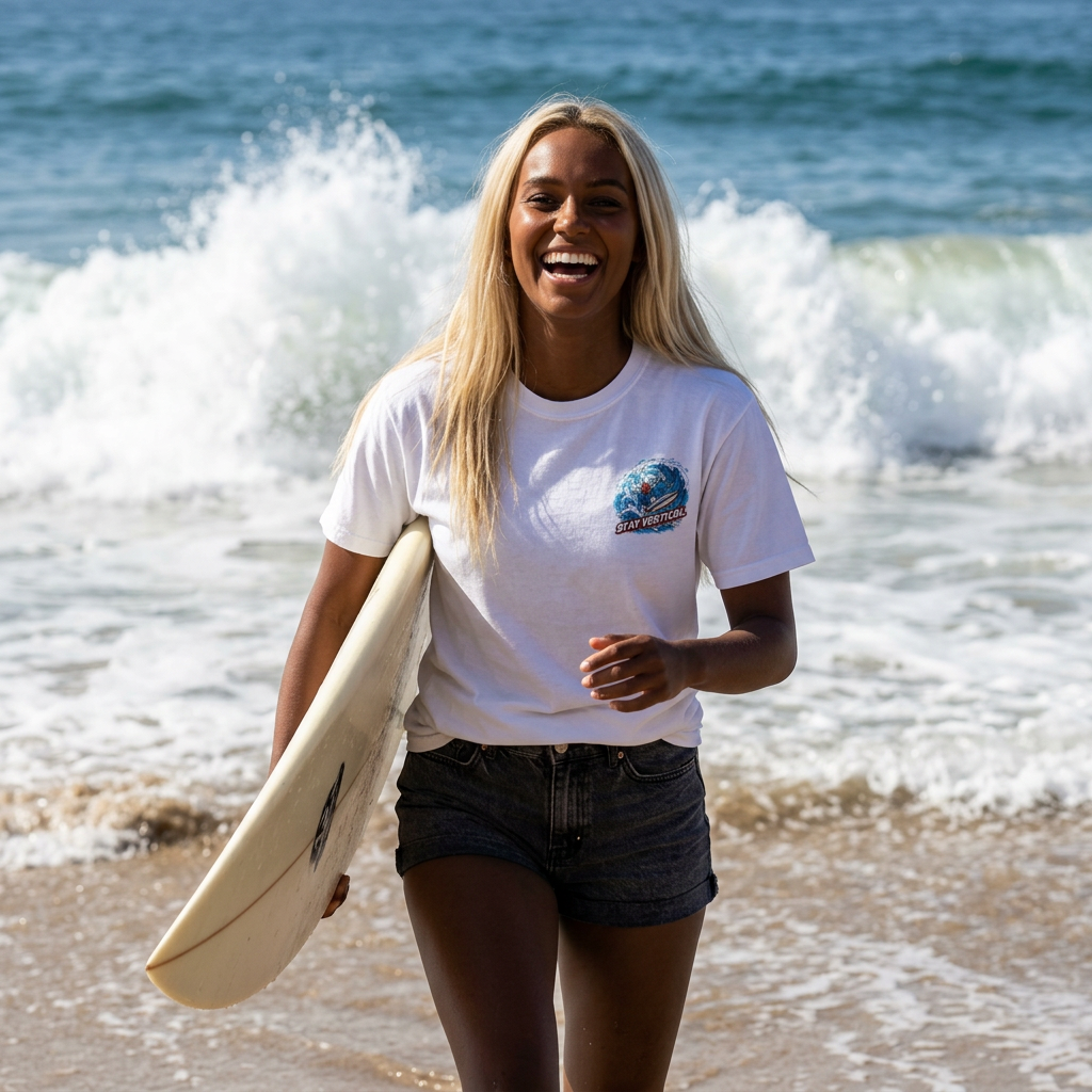 Stay Vertical Surfing Shirt | Surf Wave Sunset T-Shirt