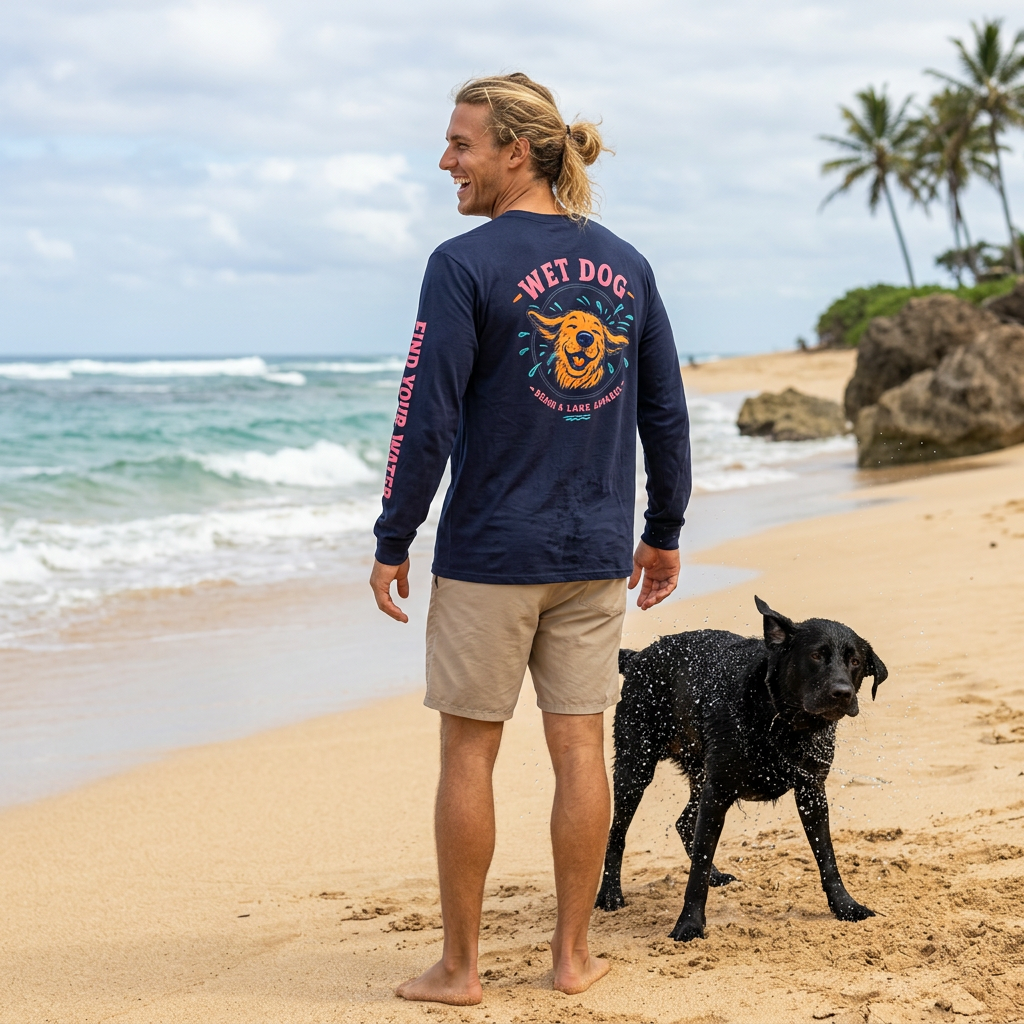 Wet Dog Alternate Logo Shake Long Sleeve T-Shirt | Beach & Lake Apparel