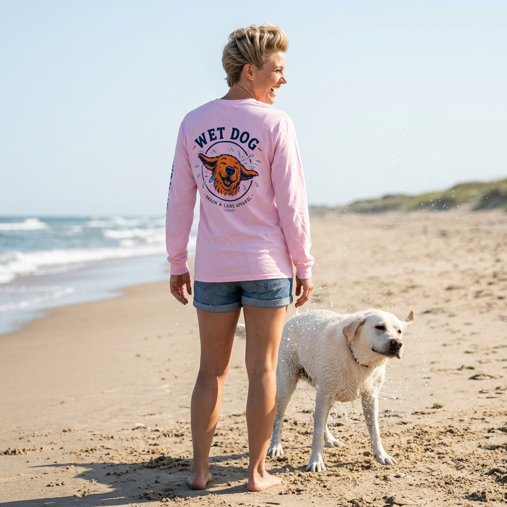 Wet Dog Shake Logo Long Sleeve T-Shirt | Find Your Water sleeve print