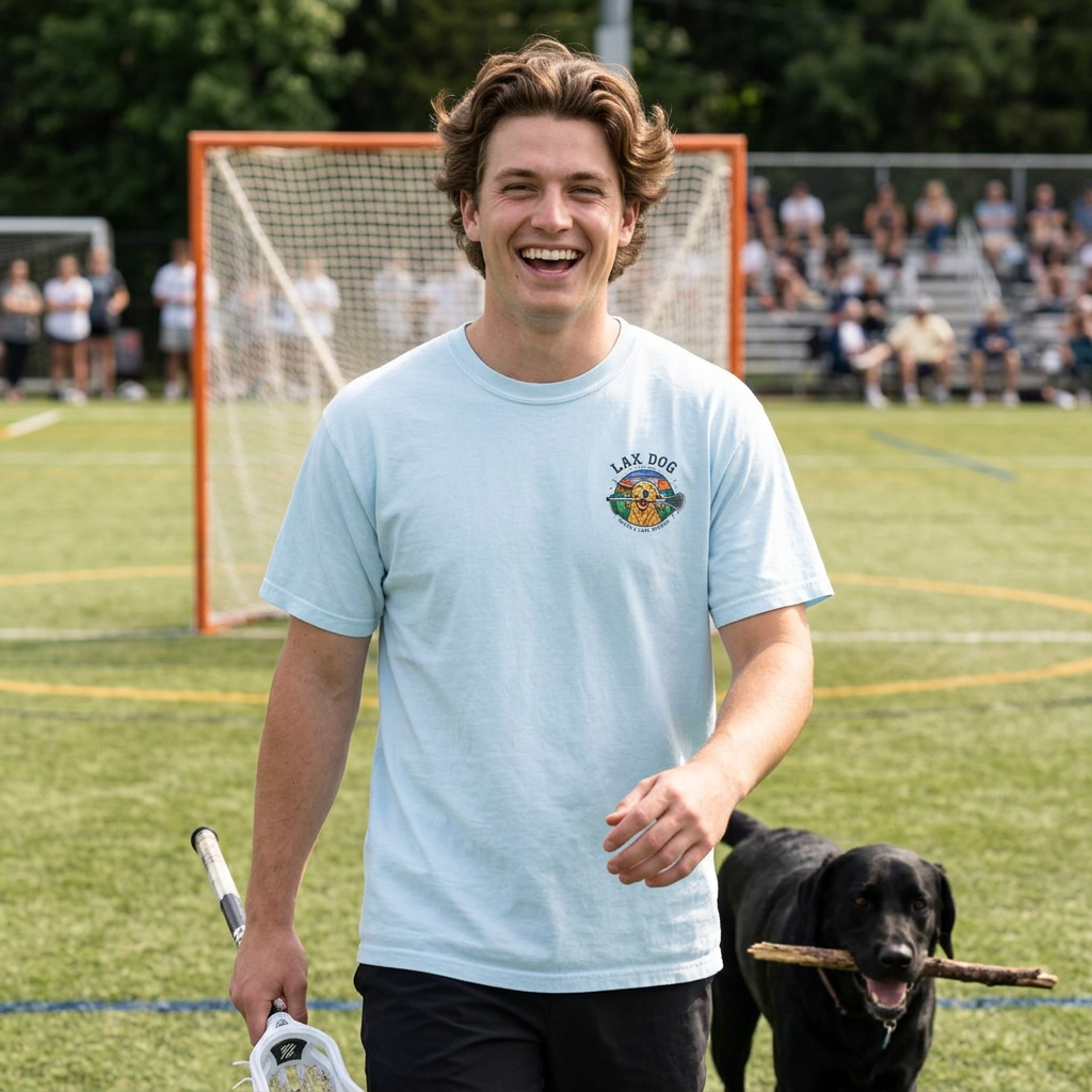 Lax Dog Unisex T-Shirt — Wet Dog Lax Lacrosse Beach Graphic Tee