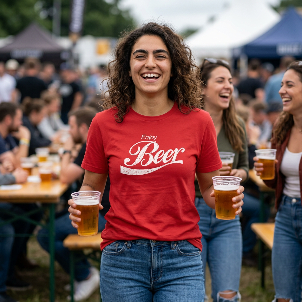 Enjoy Beer T‑Shirt — Vintage Script Beer Tee for Brewers & Beer Lovers