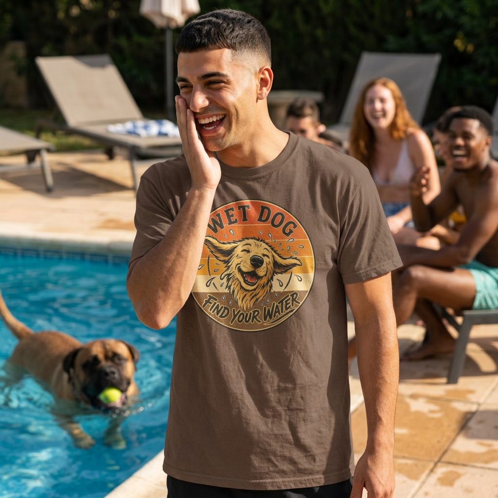 Wet Dog Find Your Water T-shirt | Retro Golden Retriever Graphic
