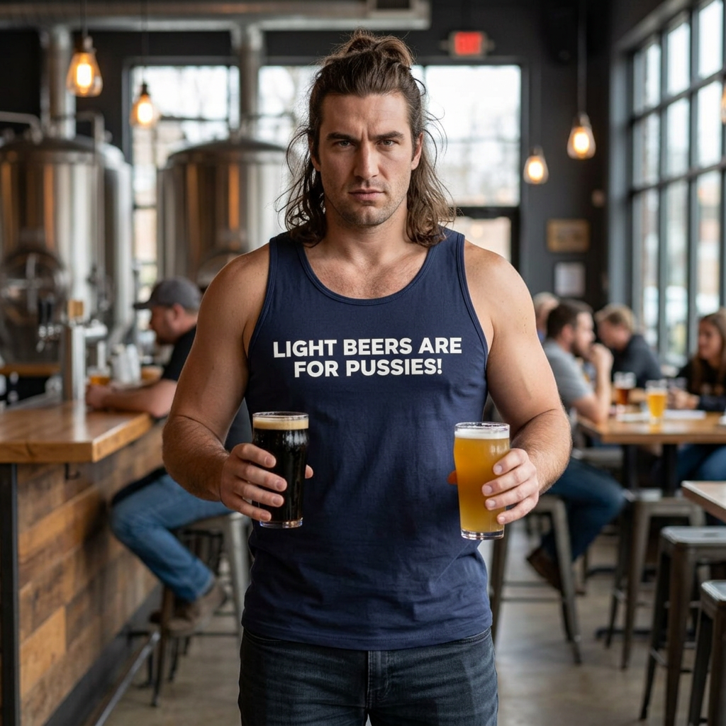 Craft Beer Tank Top — "Light Beers Are For Pussies" Graphic