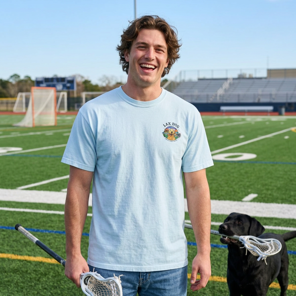 Lax Dog Unisex T-Shirt — Wet Dog Lax Lacrosse Beach Graphic Tee