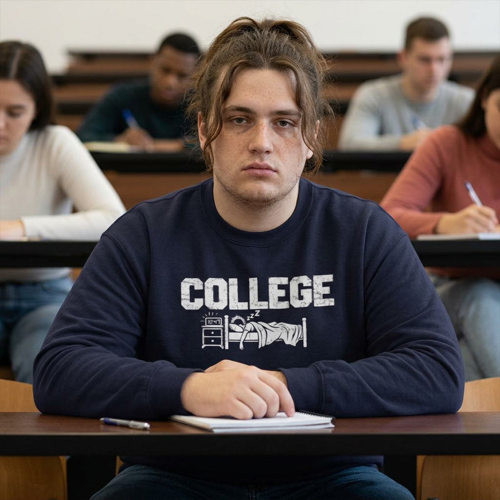College Sleep In Champion Sweatshirt