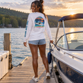Province Lake Sunset Boat Long Sleeve Tee — "Find Your Water"