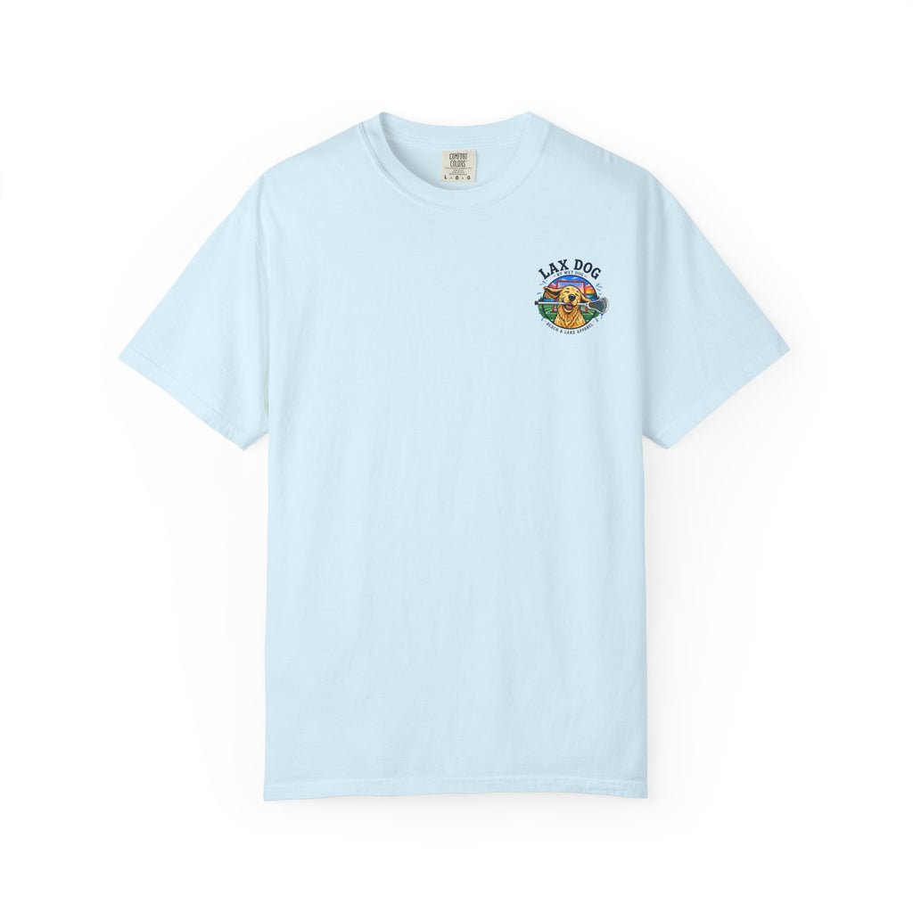 Lax Dog Unisex T-Shirt — Wet Dog Lax Lacrosse Beach Graphic Tee