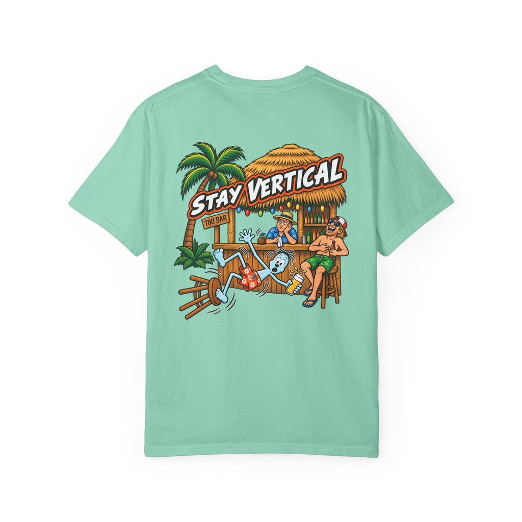 Stay Vertical Fall off Bar Stool T-shirt | Tropical Beach Bar Stool Fall