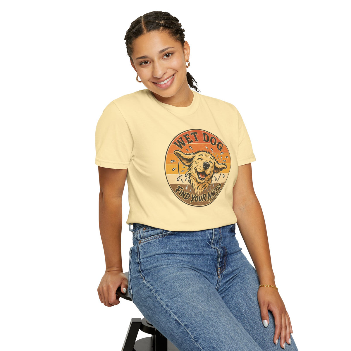 Wet Dog Find Your Water T-shirt | Retro Golden Retriever Graphic