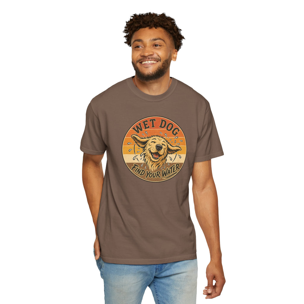 Wet Dog Find Your Water T-shirt | Retro Golden Retriever Graphic