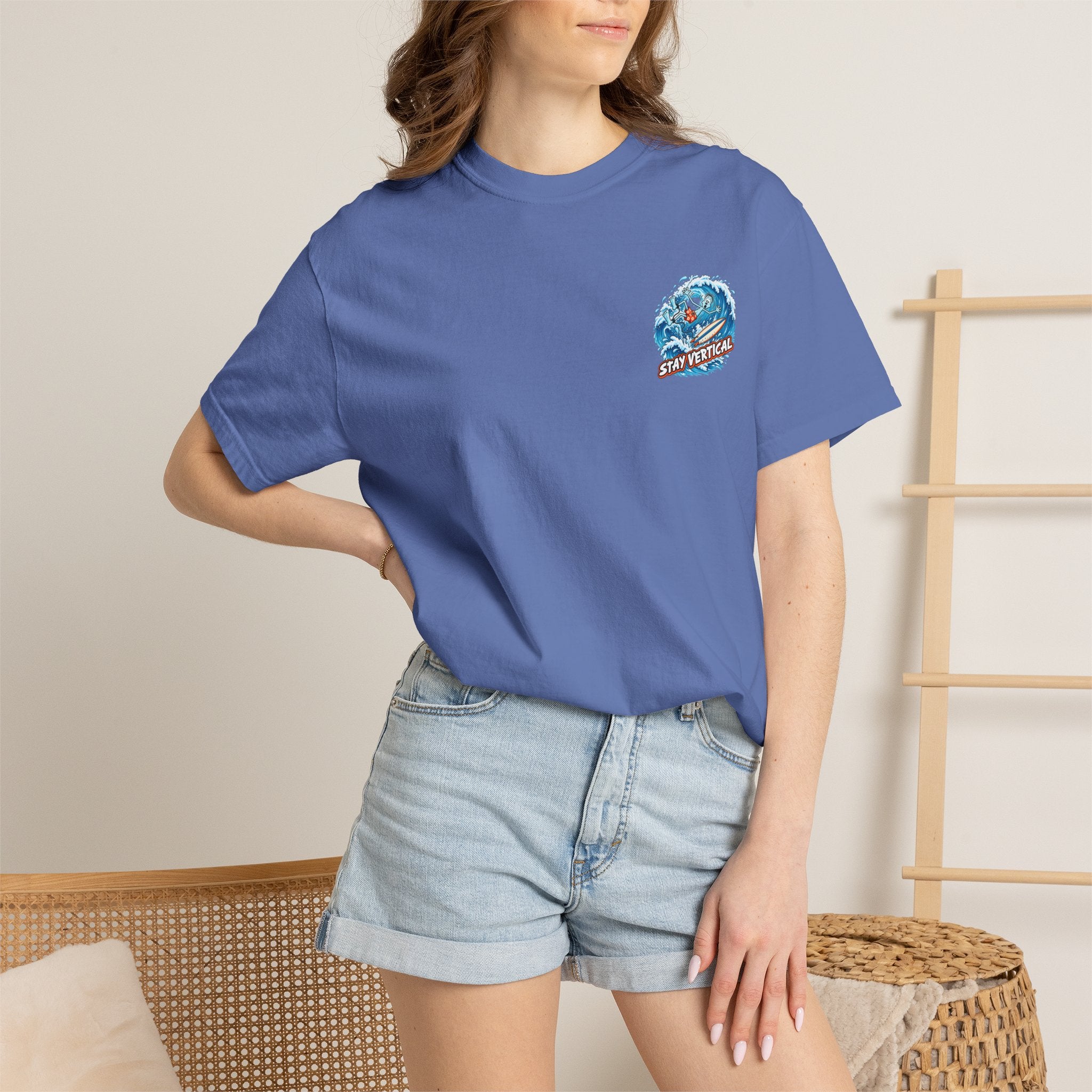 Stay Vertical Surfing Shirt | Surf Wave Sunset T-Shirt