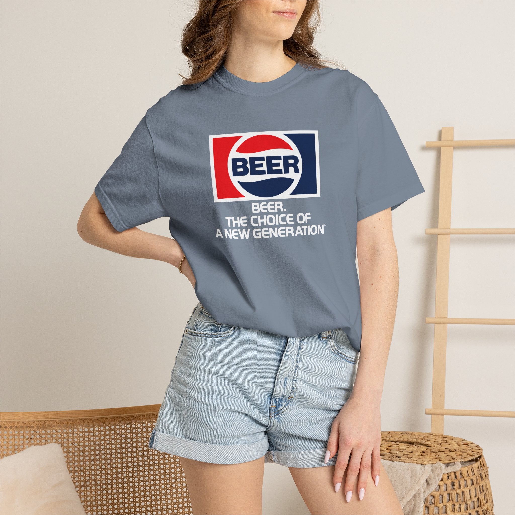 Beer Generation — Retro Red & Blue Beverage Graphic Tee