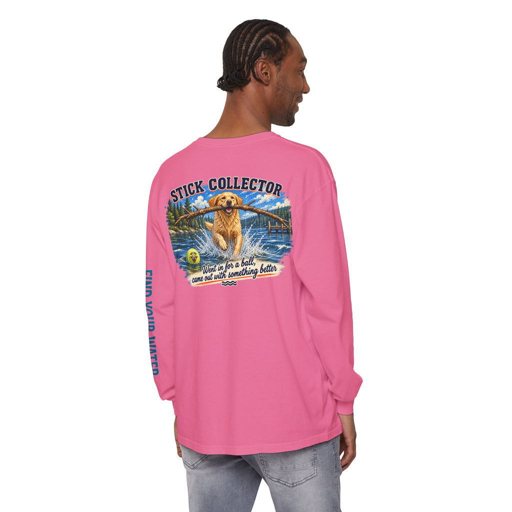 Wet Dog "Stick Collector" graphic Long Sleeve T-Shirt | find your water sleeve print