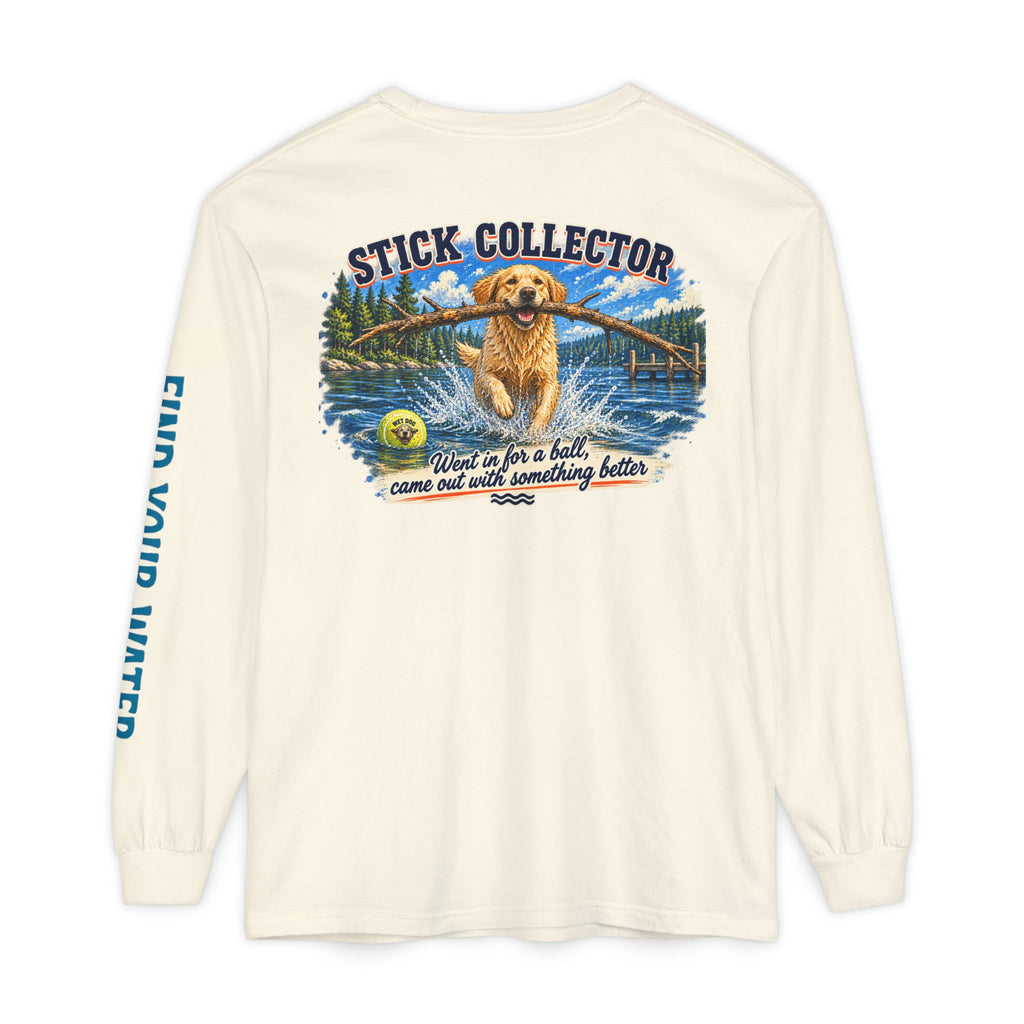 Wet Dog "Stick Collector" graphic Long Sleeve T-Shirt | find your water sleeve print