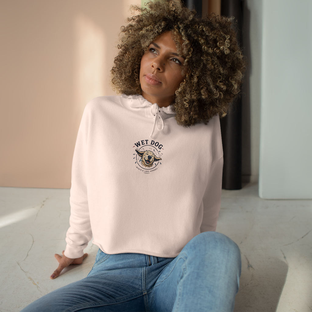 Wet Dog Cropped Hoodie — “Find Your Water” Cute Dog Graphic Crop Sweatshirt