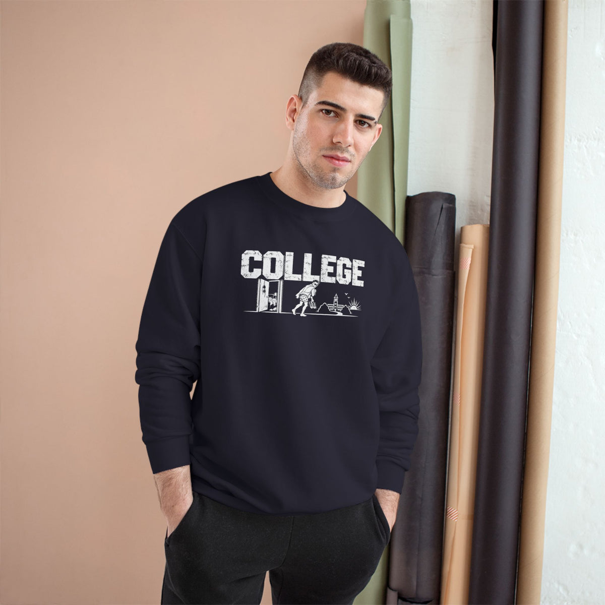 College Life Walk of Shame Sweatshirt — Retro Campus Camping Graphic