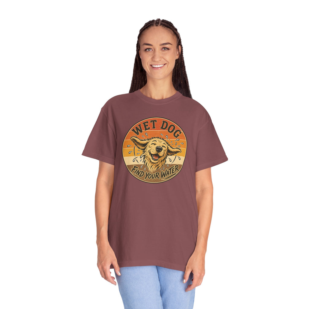 Wet Dog Find Your Water T-shirt | Retro Golden Retriever Graphic