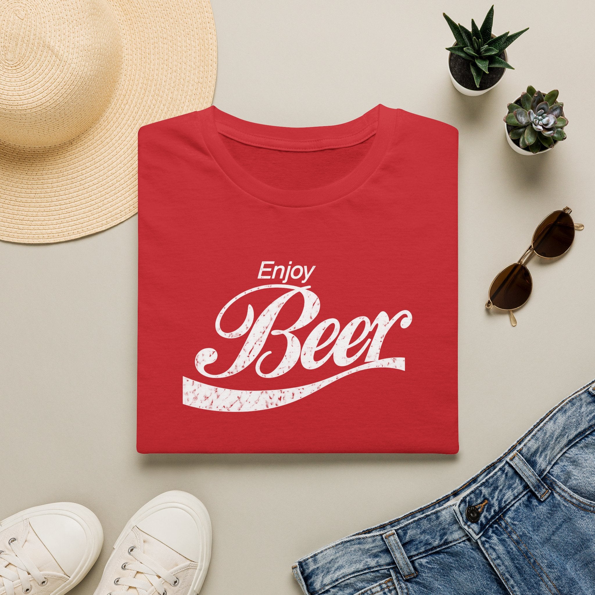 Enjoy Beer T‑Shirt — Vintage Script Beer Tee for Brewers & Beer Lovers