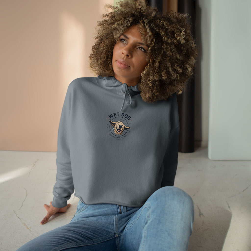 Wet Dog Cropped Hoodie — “Find Your Water” Cute Dog Graphic Crop Sweatshirt