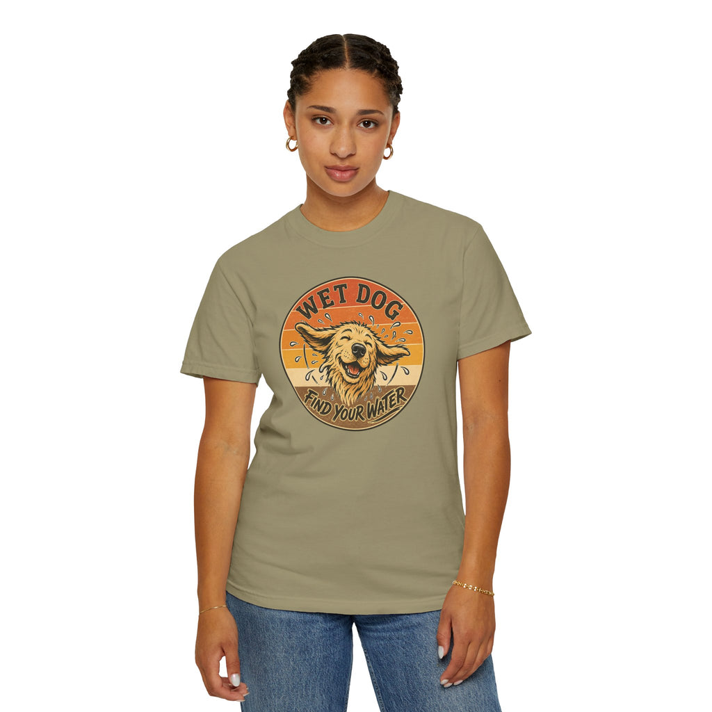 Wet Dog Find Your Water T-shirt | Retro Golden Retriever Graphic