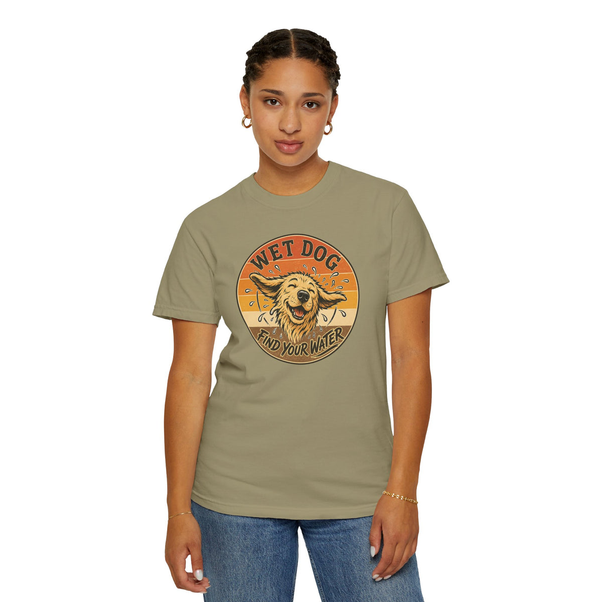 Wet Dog Find Your Water T-shirt | Retro Golden Retriever Graphic