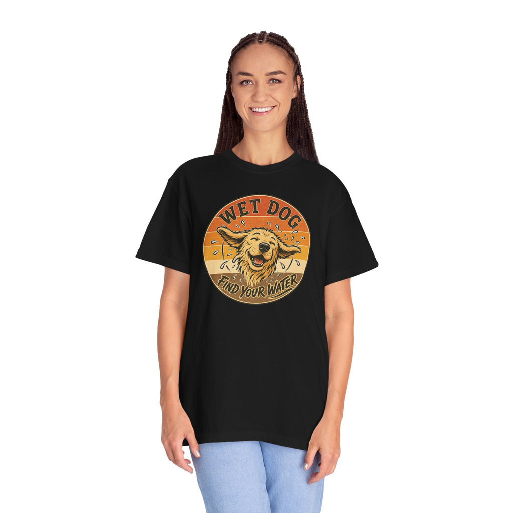 Wet Dog Find Your Water T-shirt | Retro Golden Retriever Graphic