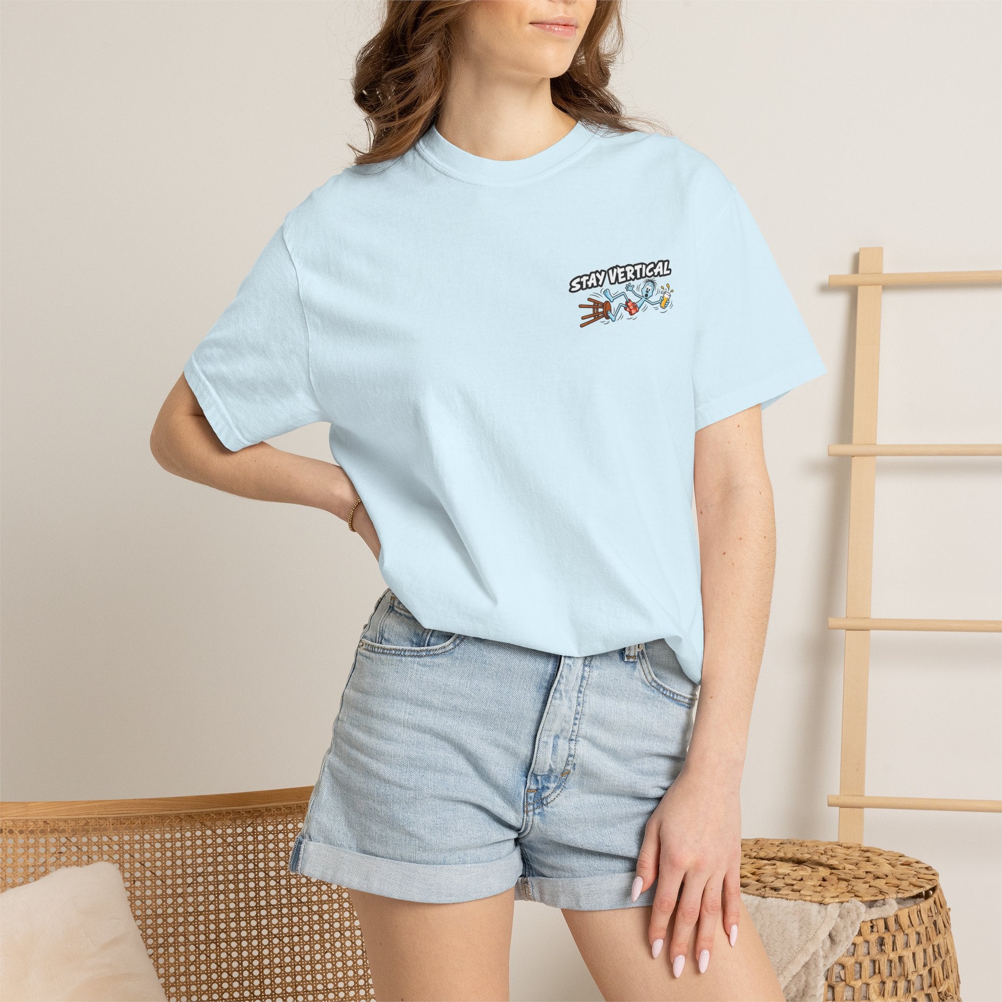 Stay Vertical Fall off Bar Stool T-shirt | Tropical Beach Bar Stool Fall