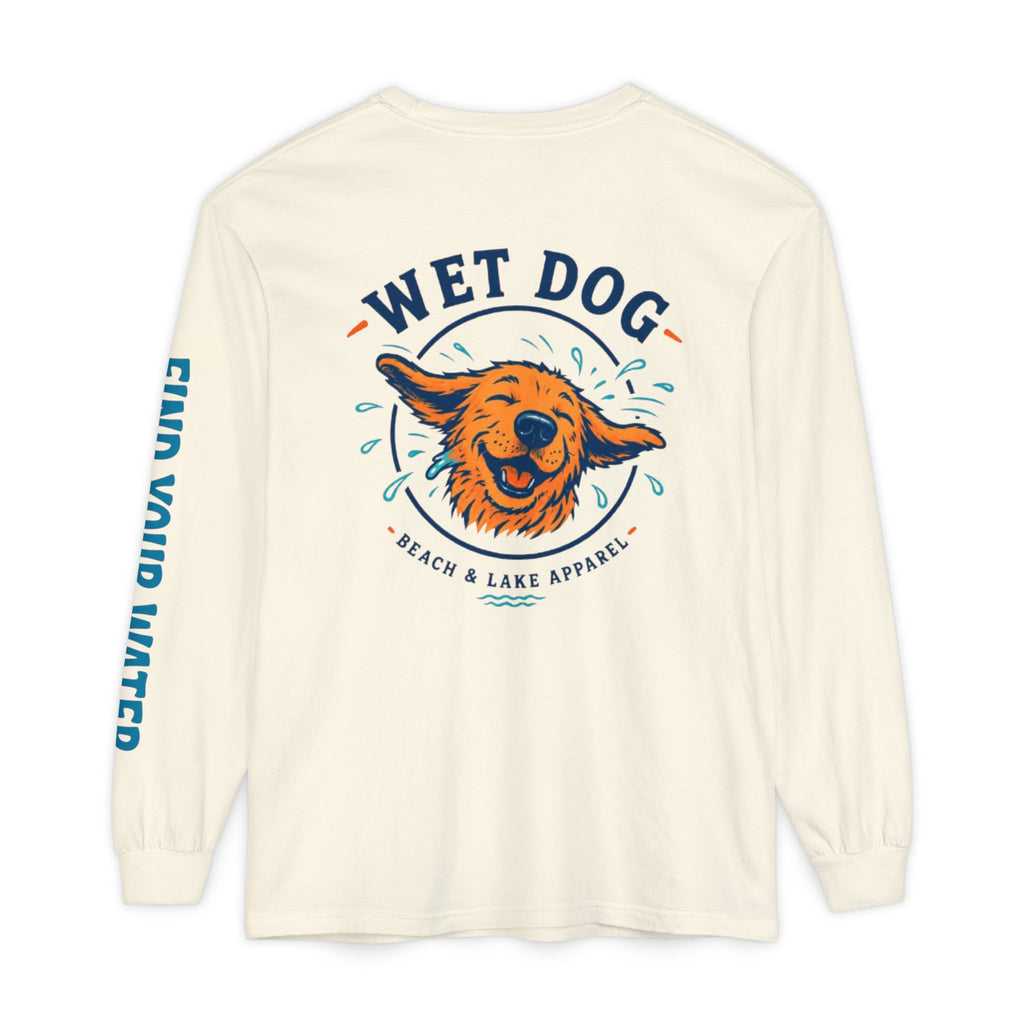 Wet Dog Shake Logo Long Sleeve T-Shirt | Find Your Water sleeve print