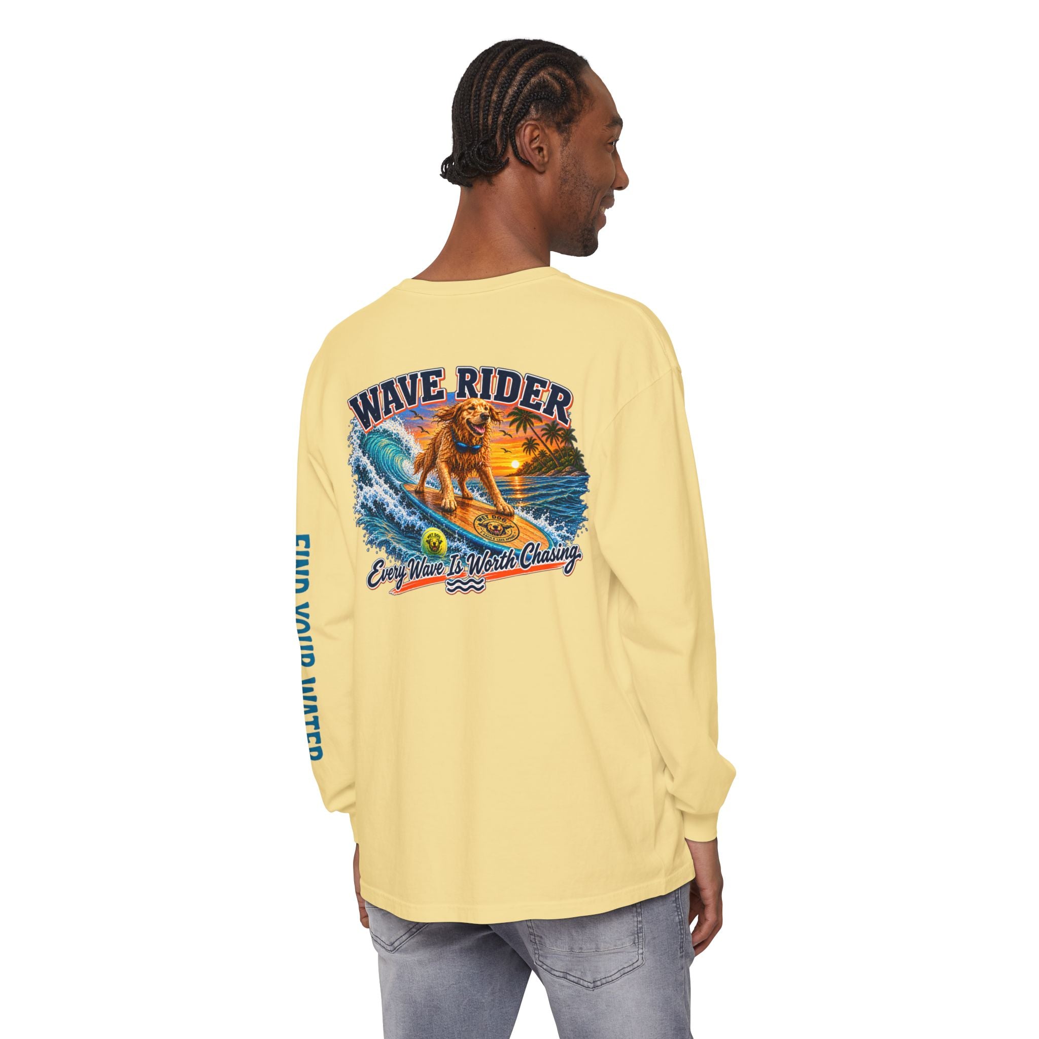 Wet Dog "Wave Rider" Long Sleeve T-Shirt | Find Your Water sleeve print