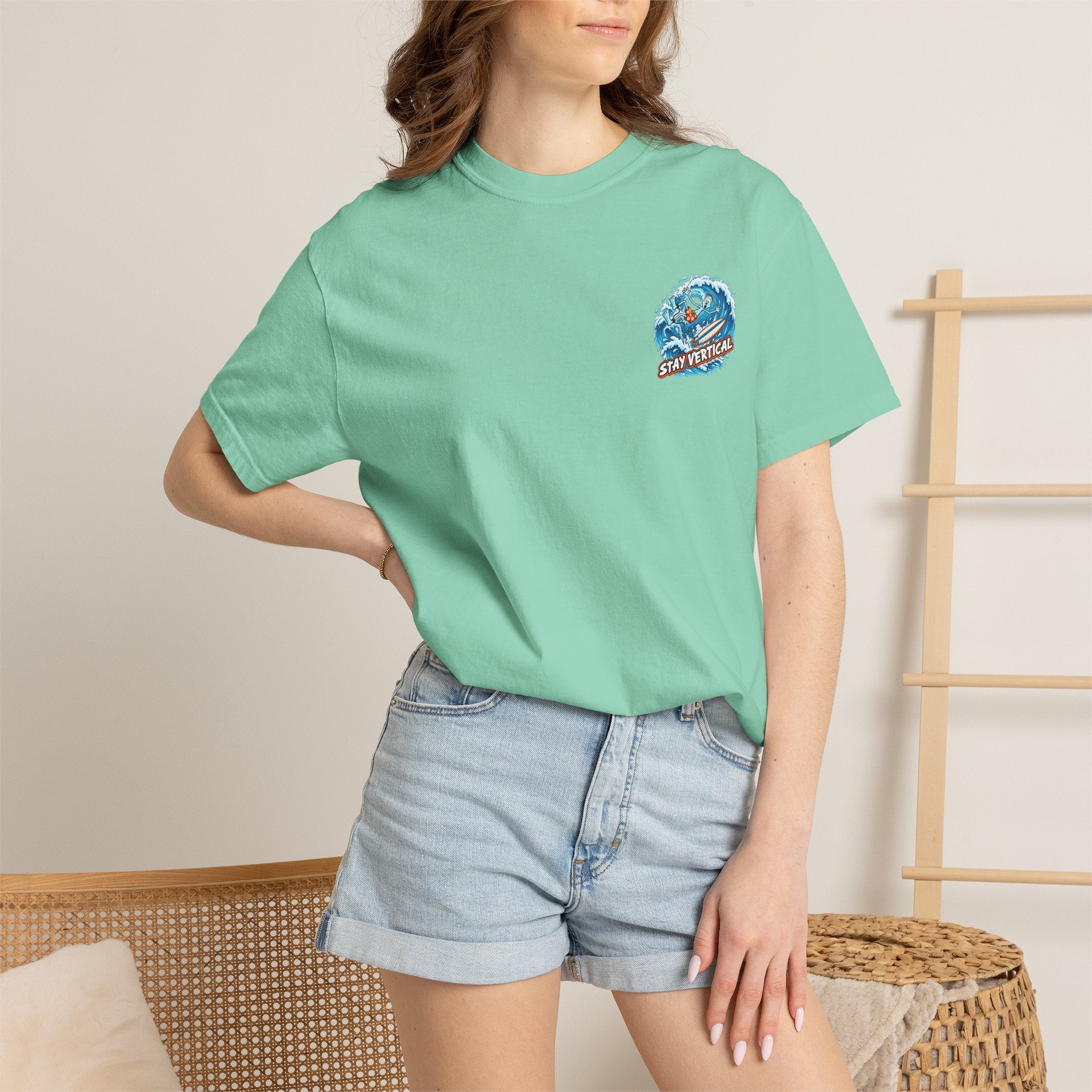 Stay Vertical Surfing Shirt | Surf Wave Sunset T-Shirt