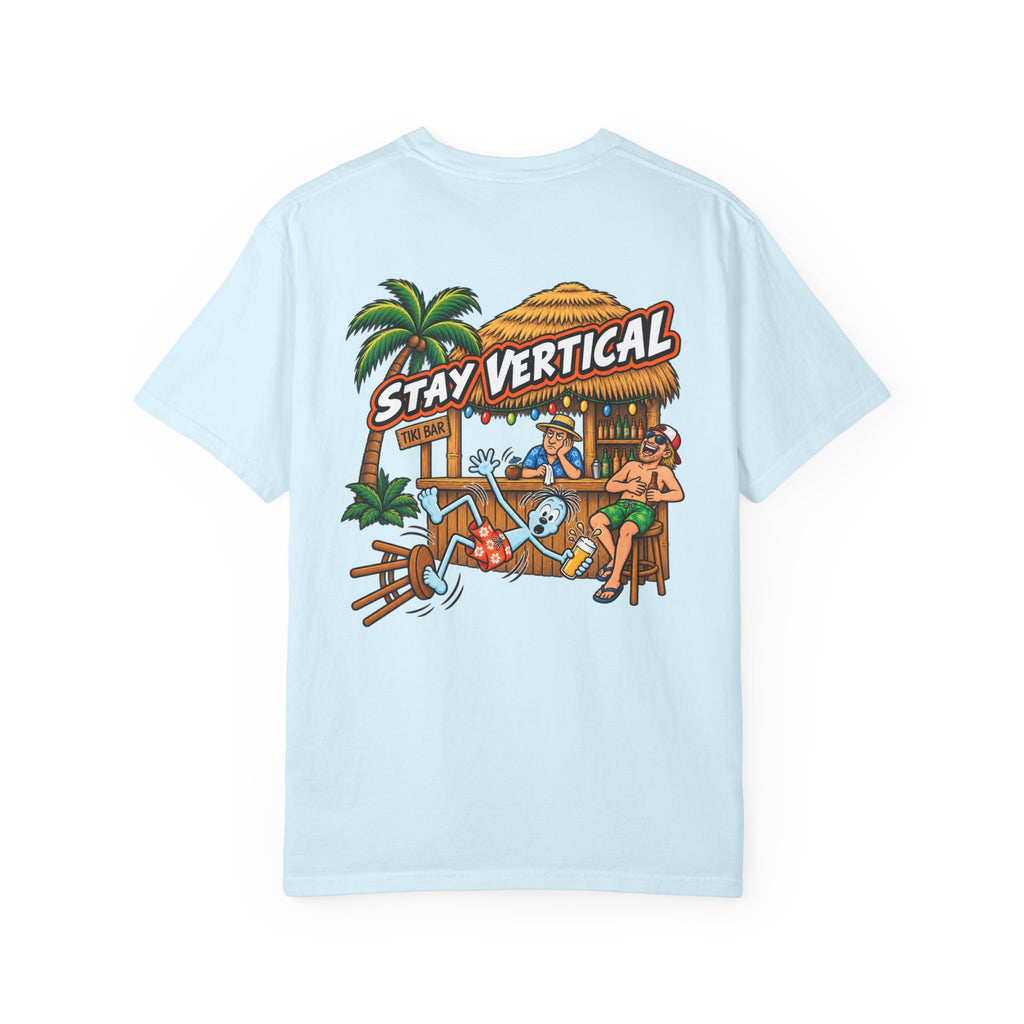 Stay Vertical Fall off Bar Stool T-shirt | Tropical Beach Bar Stool Fall