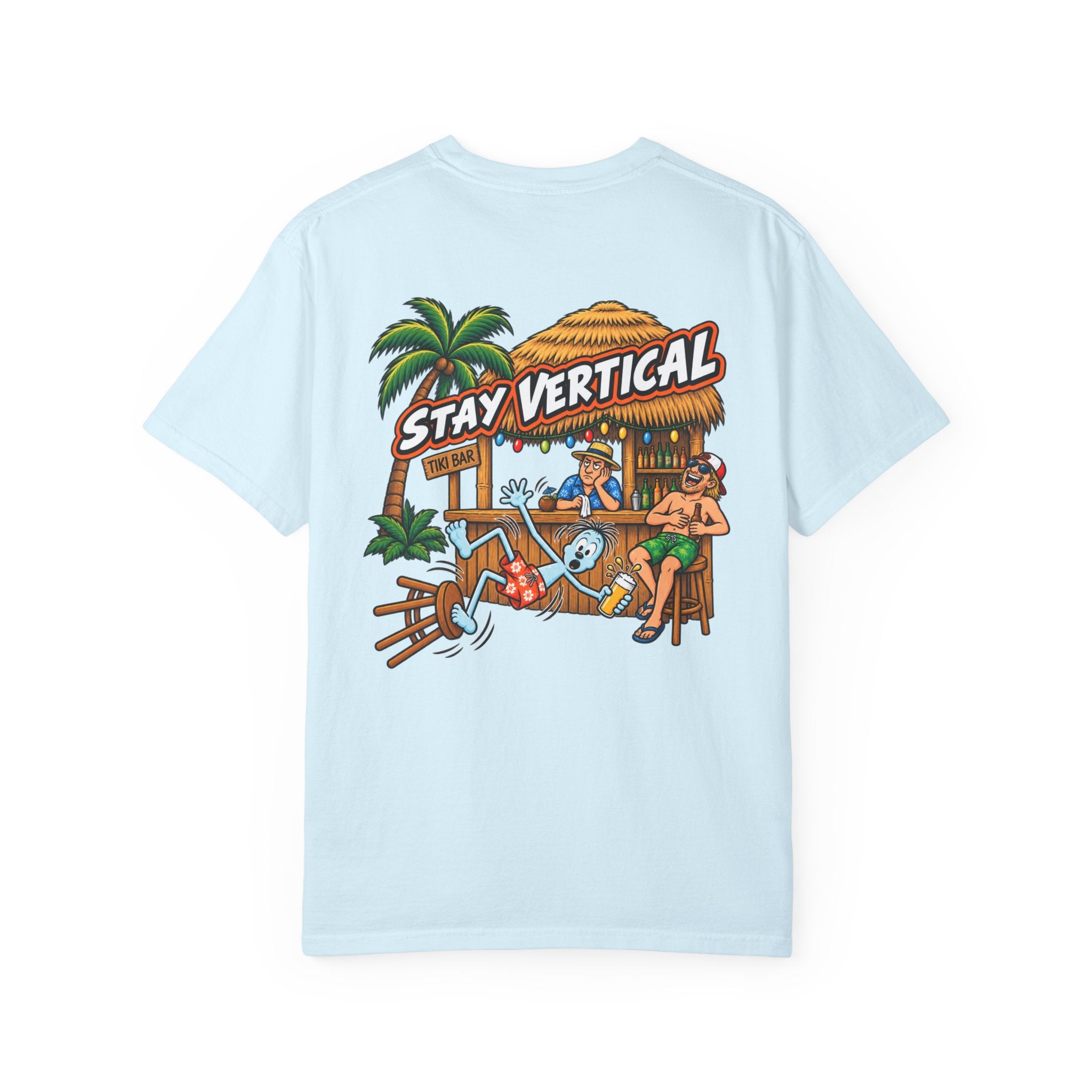 Stay Vertical Fall off Bar Stool T-shirt | Tropical Beach Bar Stool Fall