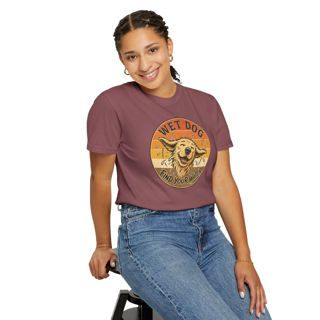 Wet Dog Find Your Water T-shirt | Retro Golden Retriever Graphic