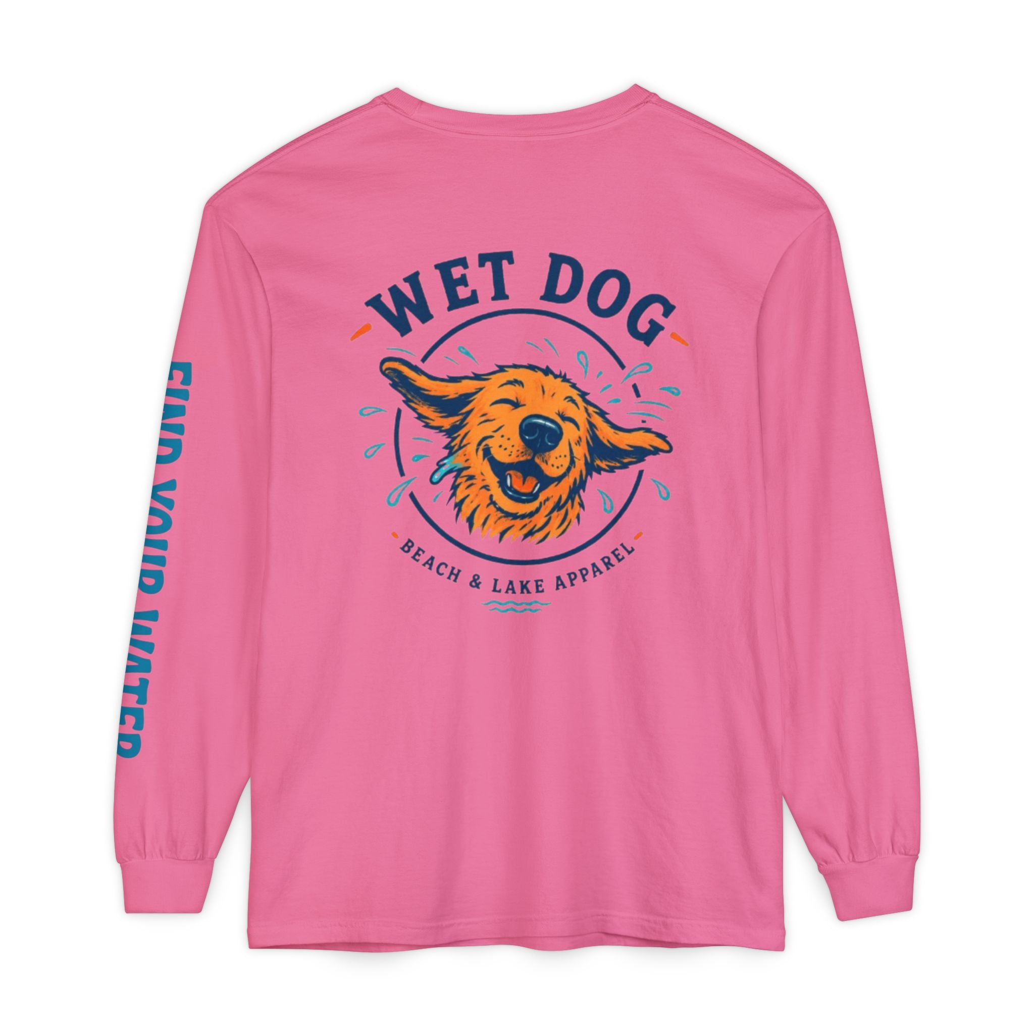 Wet Dog Shake Logo Long Sleeve T-Shirt | Find Your Water sleeve print