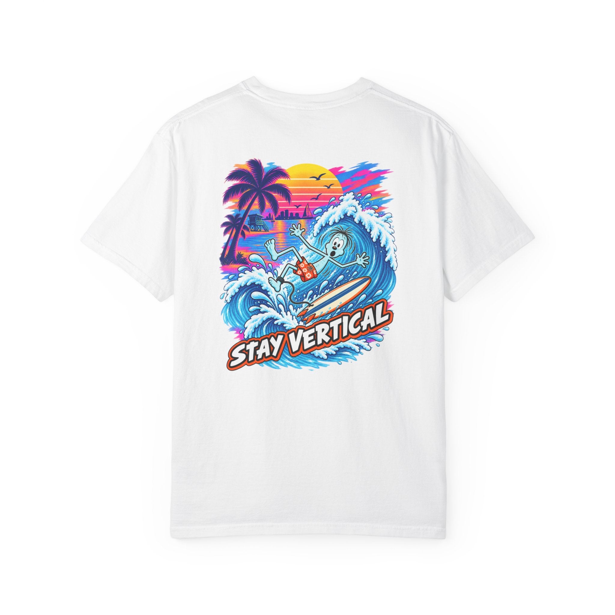 Stay Vertical Surfing Shirt | Surf Wave Sunset T-Shirt