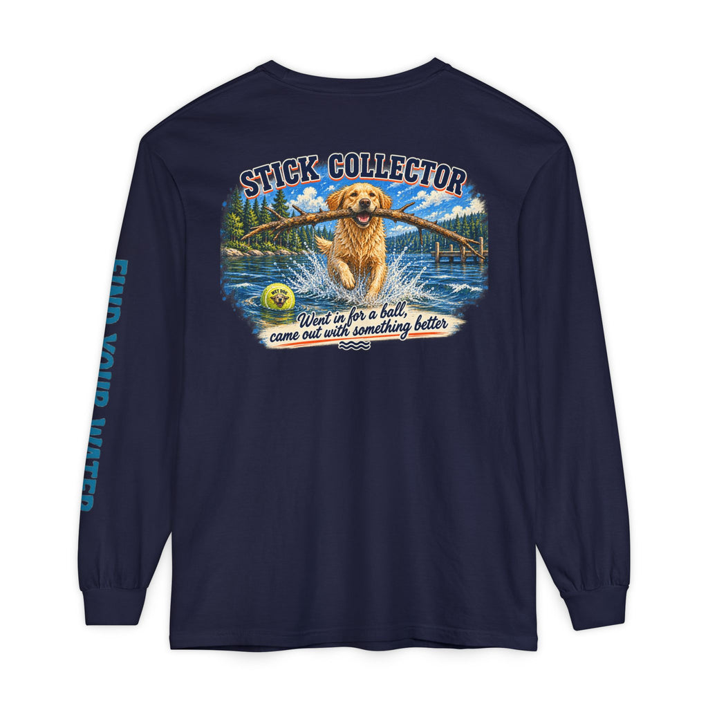 Wet Dog "Stick Collector" graphic Long Sleeve T-Shirt | find your water sleeve print