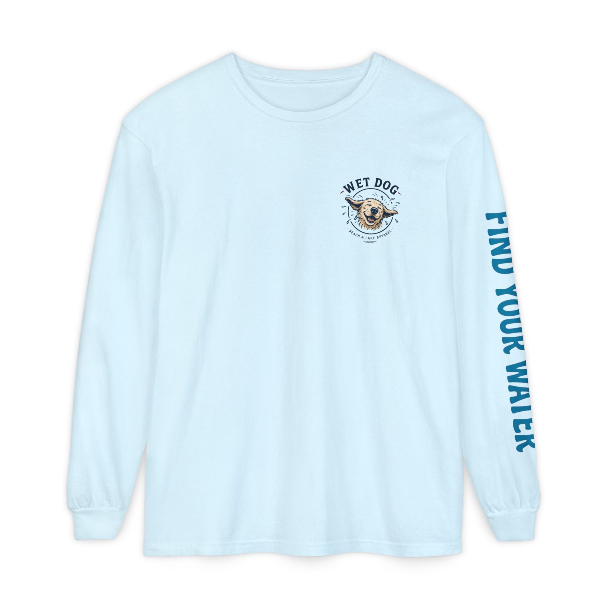 Wet Dog Shake Logo Long Sleeve T-Shirt | Find Your Water sleeve print