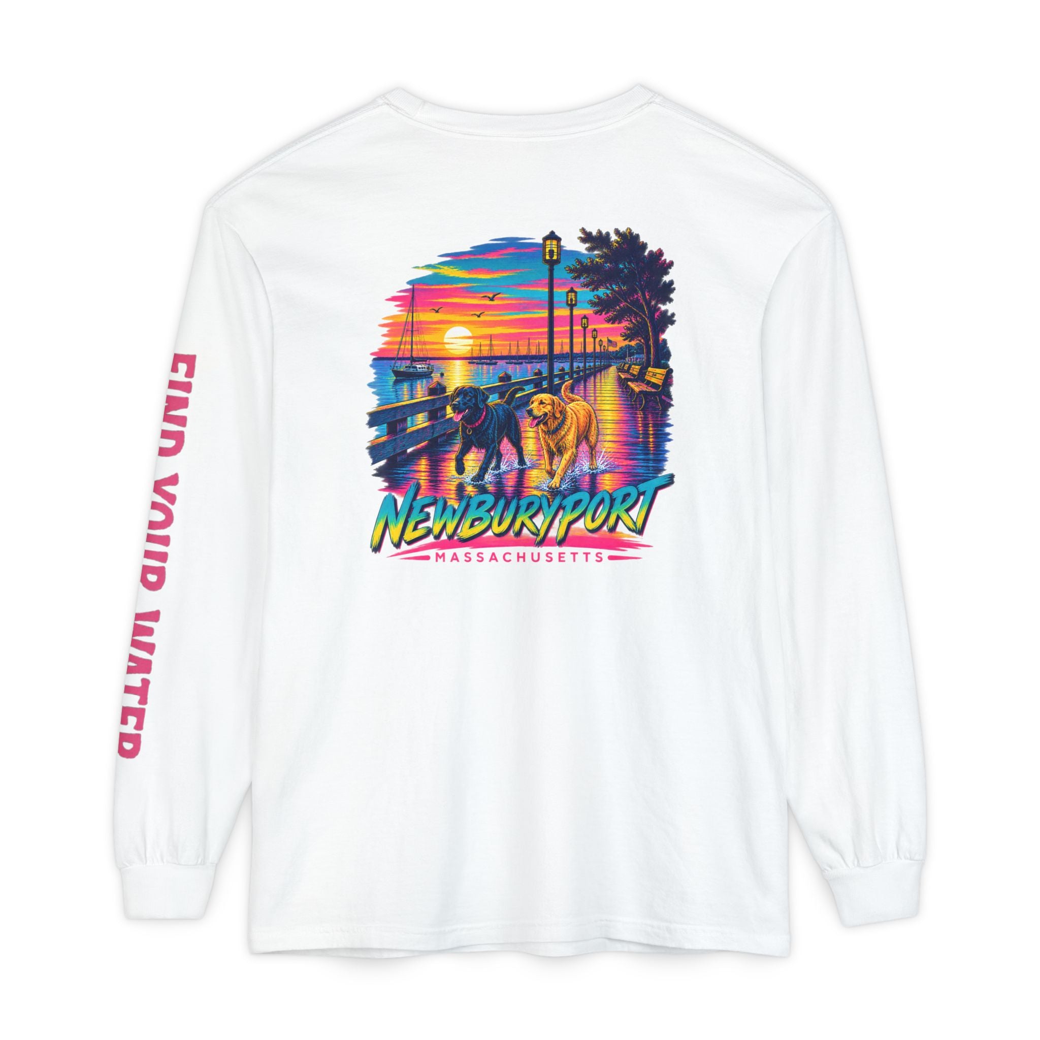 Wet Dog Locals Newburyport MA Boardwalk Long Sleeve T-Shirt | Find Your Water