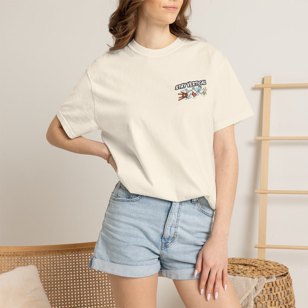 Stay Vertical Fall off Bar Stool T-shirt | Tropical Beach Bar Stool Fall