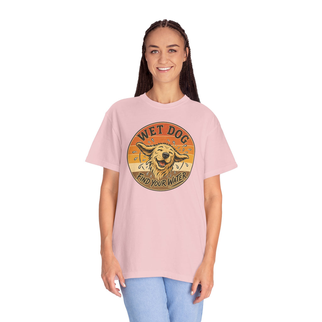 Wet Dog Find Your Water T-shirt | Retro Golden Retriever Graphic