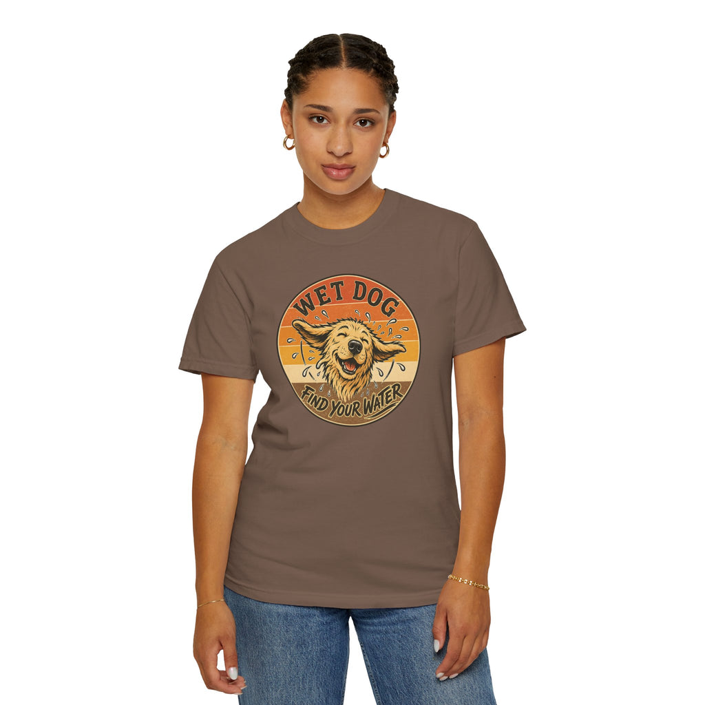 Wet Dog Find Your Water T-shirt | Retro Golden Retriever Graphic