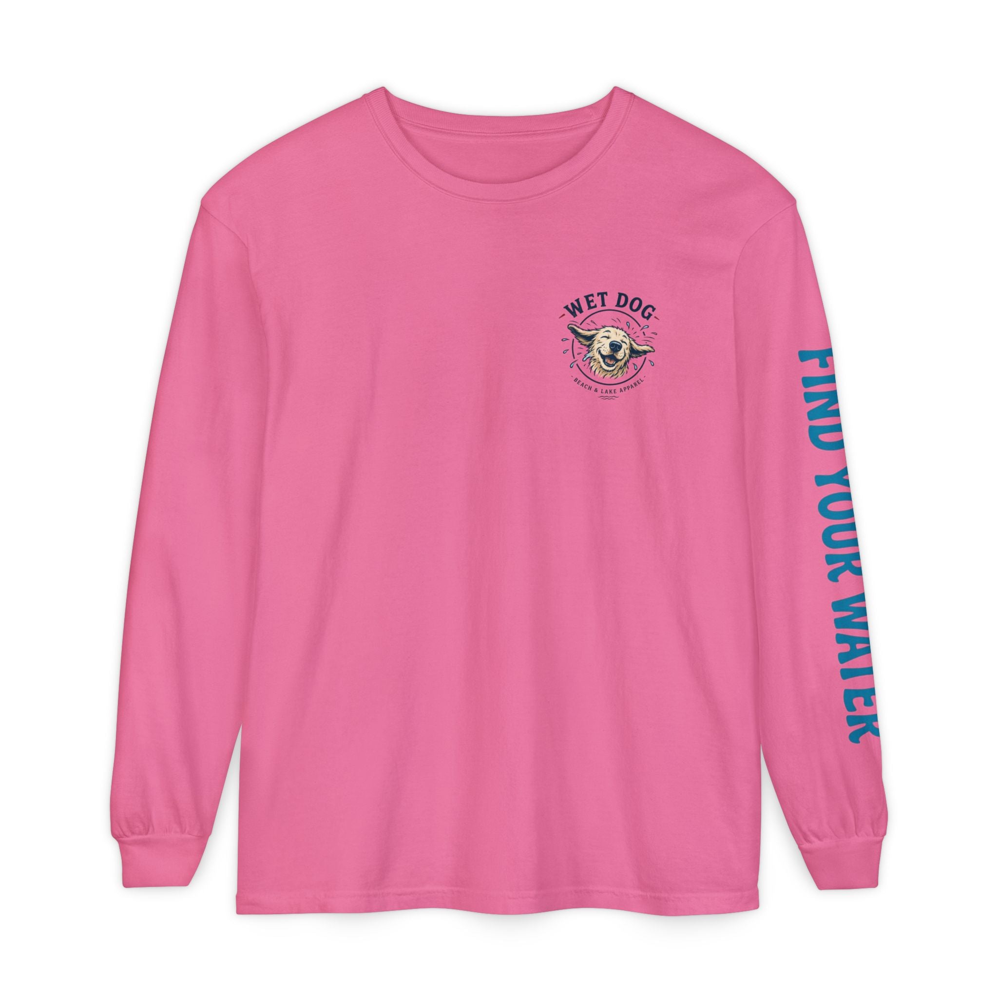 Wet Dog Shake Logo Long Sleeve T-Shirt | Find Your Water sleeve print