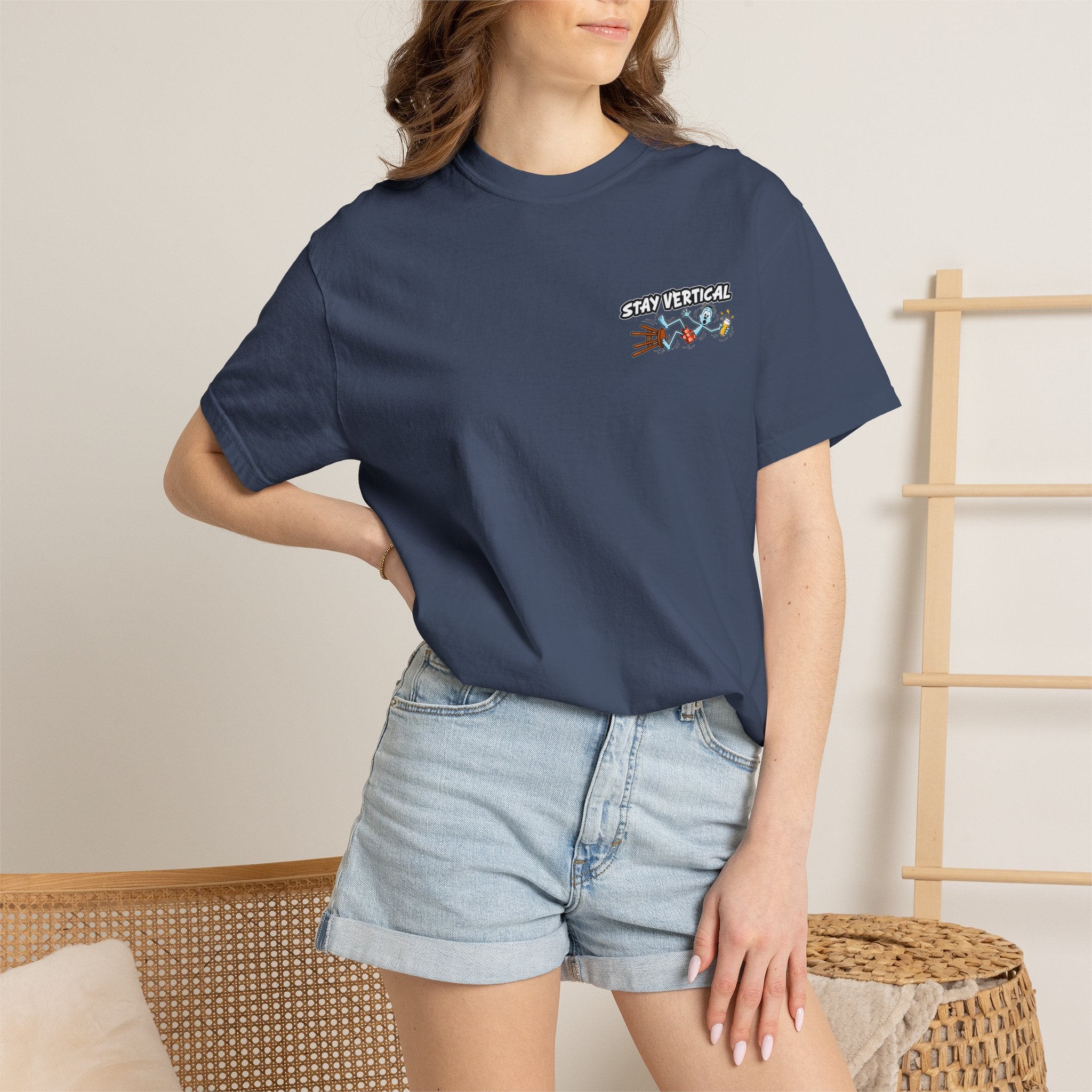 Stay Vertical Fall off Bar Stool T-shirt | Tropical Beach Bar Stool Fall